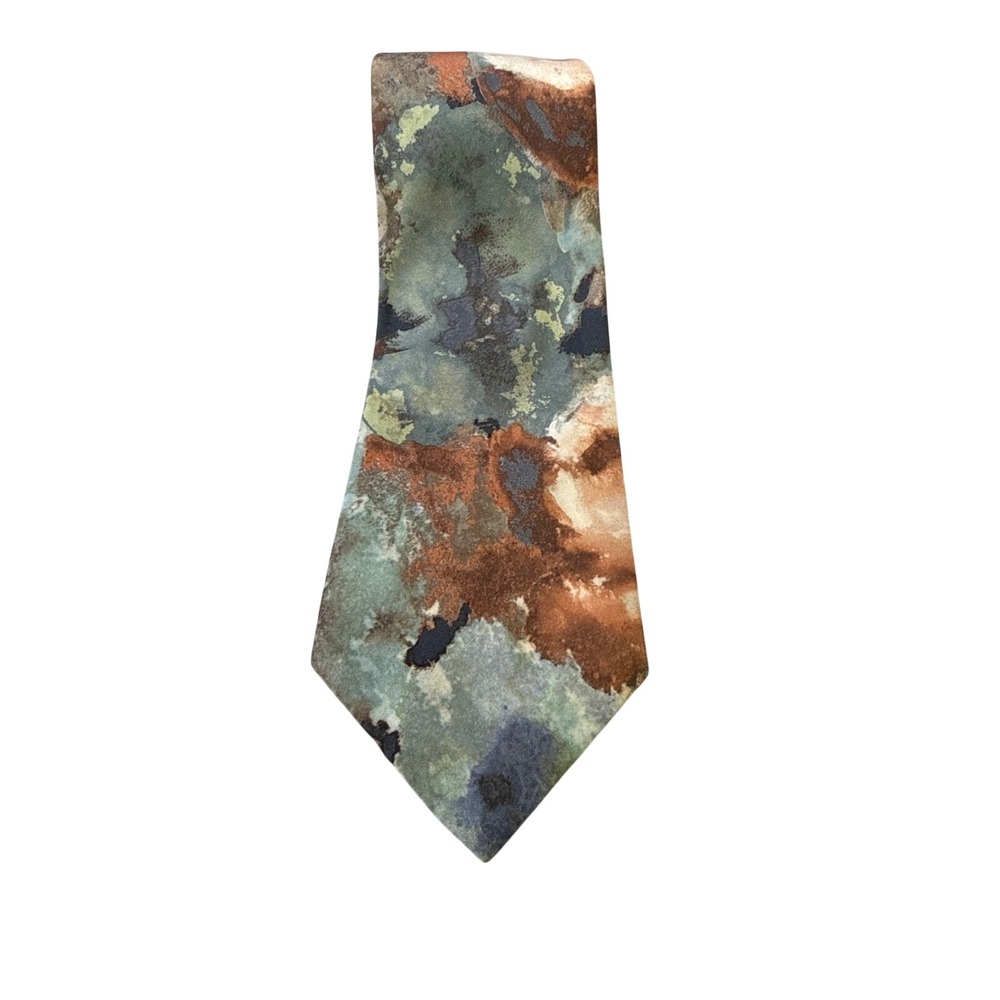 Hardy Amies Savile Row London Mens Tie Abstract‎ Watercolor Silk 56x3.75